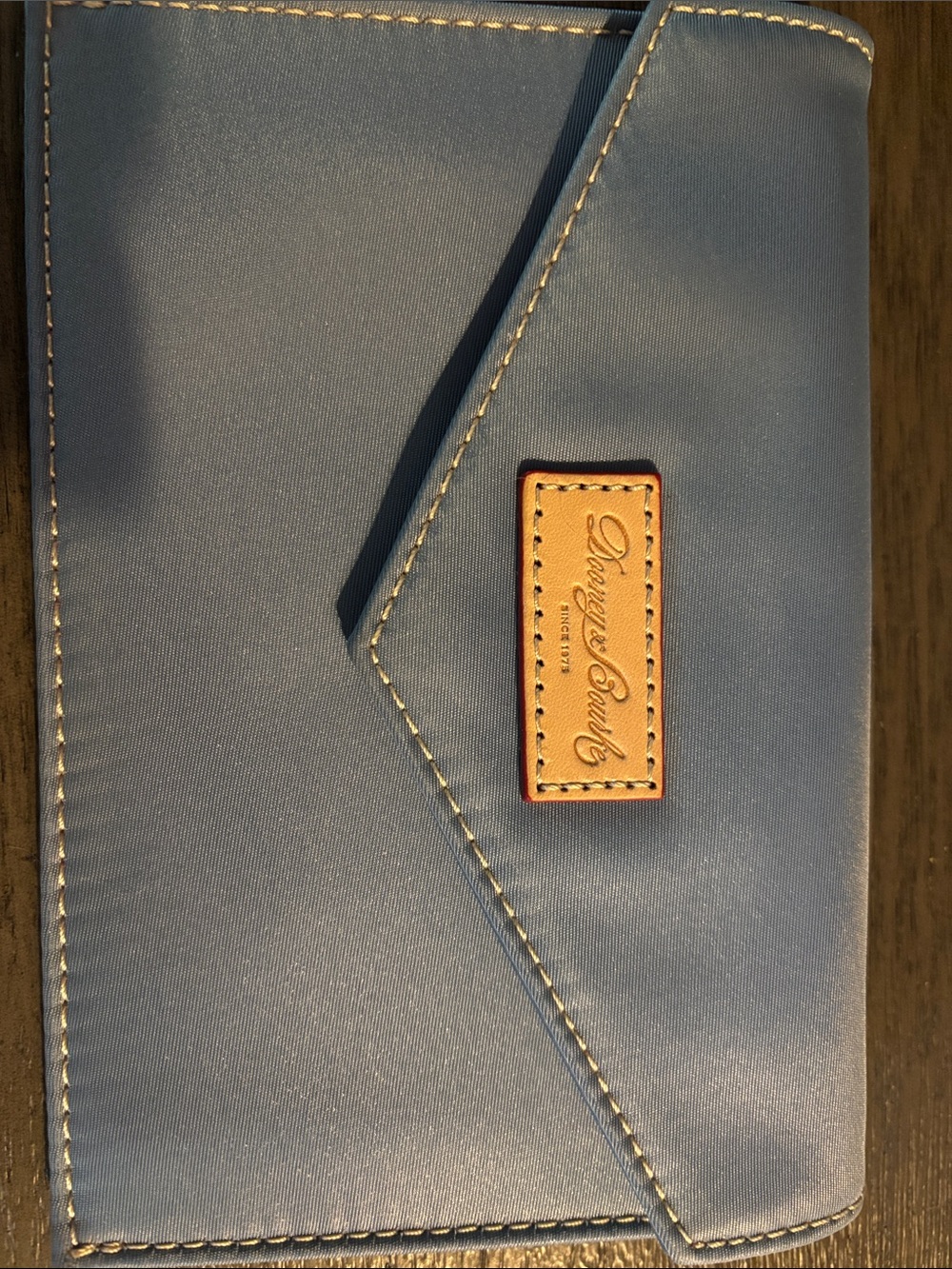 Dooney & Bourke Light Blue Women’s Envelope Wallet with Tan Patch